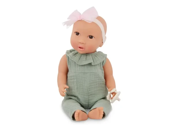 LullaBaby Panenka 35 cm v overalu s čelenkou
