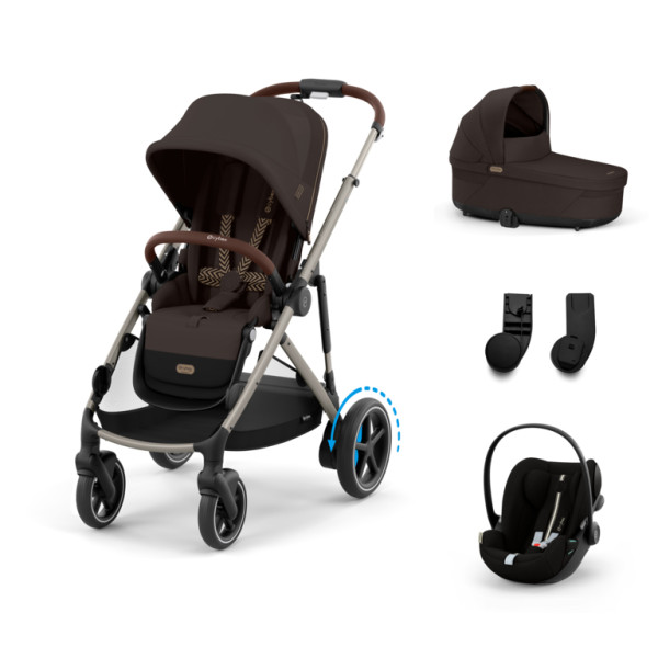Cybex E-Gazelle S Kombinovaný kočík SET S -  Chocolate Brown - Taupe Rám