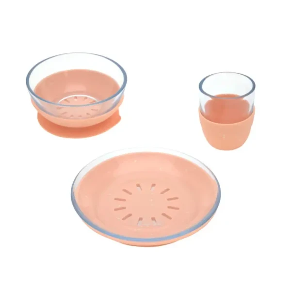 LÄSSIG Dish Set Glass/Silicone 2024 apricot