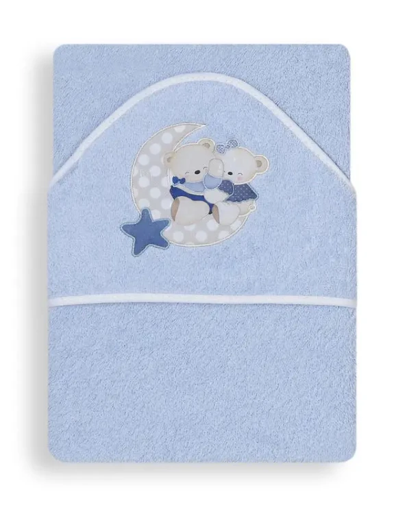 INTERBABY | Osuška froté MEDVÍDEK S MĚSÍČKEM - MODRÁ