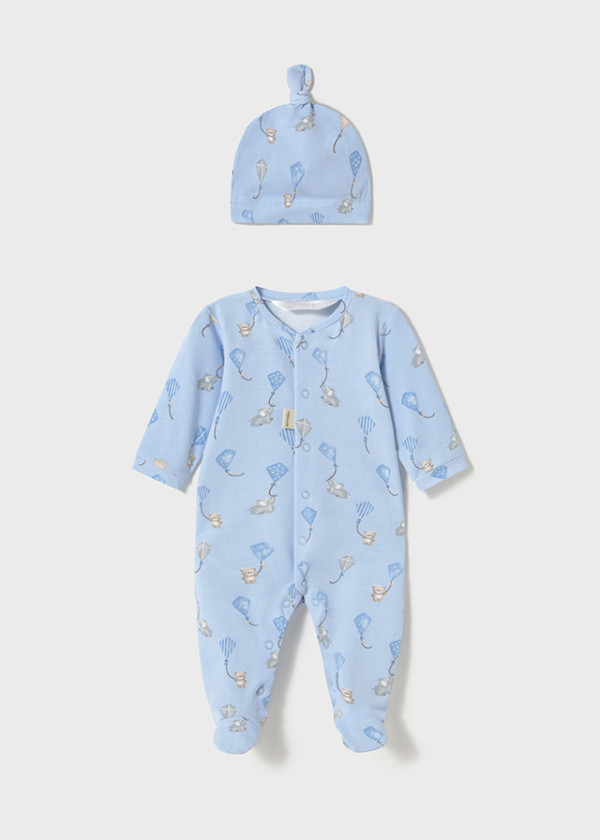 Mayoral Dojčenské pyžamko s čiapkou Layette Boy Sky 2-4M