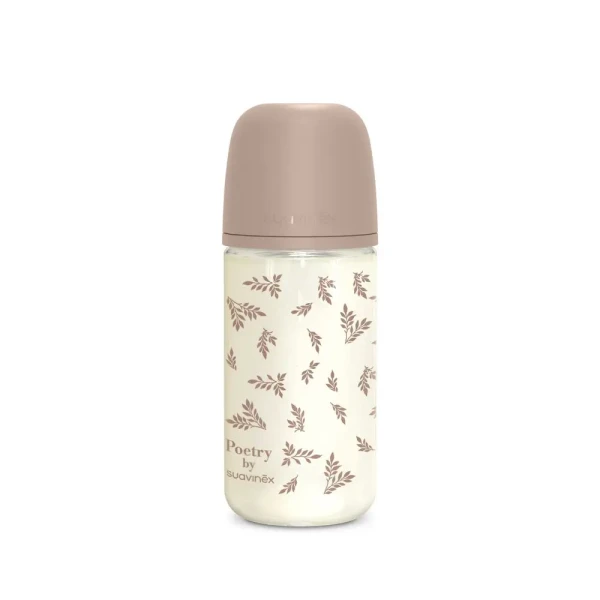 SUAVINEX | Láhev sklo POETRY 240 ml fyziologická SX PRO +3 MF - krémová