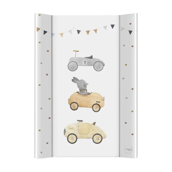 CEBA BABY Podložka prebaľovacia 2-hranná s pevnou doskou (50x70) Basic Bunny Driver