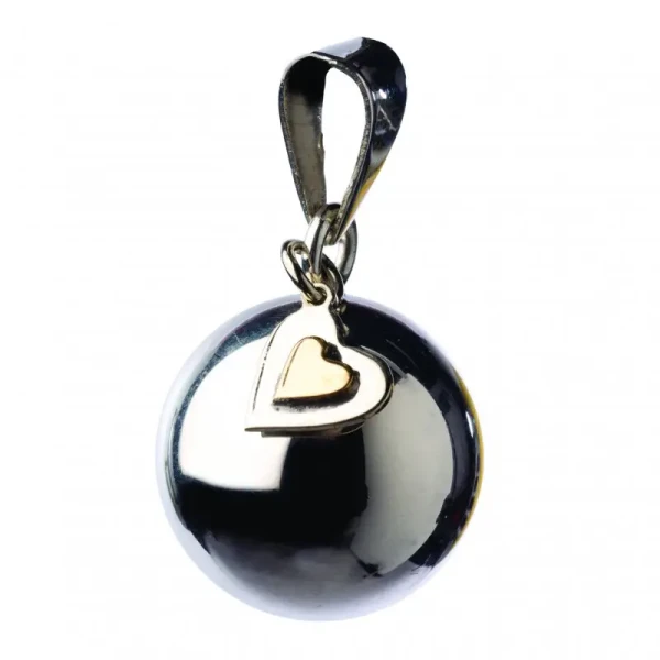 Bola Těhotenská rolnička ESSENTIALS Silver with hearts charm