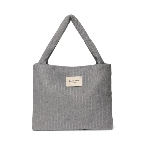 STUDIO NOOS - Flannel Chalkstripe MOM BAG Light Grey