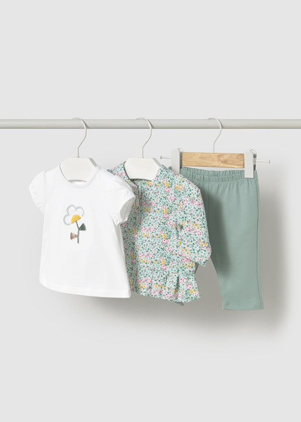 Mayoral Dojčenská tepláková súprava 3-dielna Layette Girl Jade 6-9M