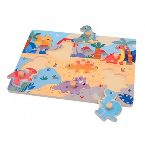 Jouéco Dřevěné puzzle s úchyty Dino II 18m+