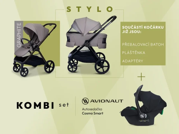 MOON Kombinovaný kočík STYLO kombi set - GRAPHITE