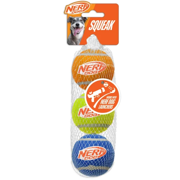 NERF DOG Hračka pre psov 3 ks pískacích tenisových loptičiek 6,5 cm