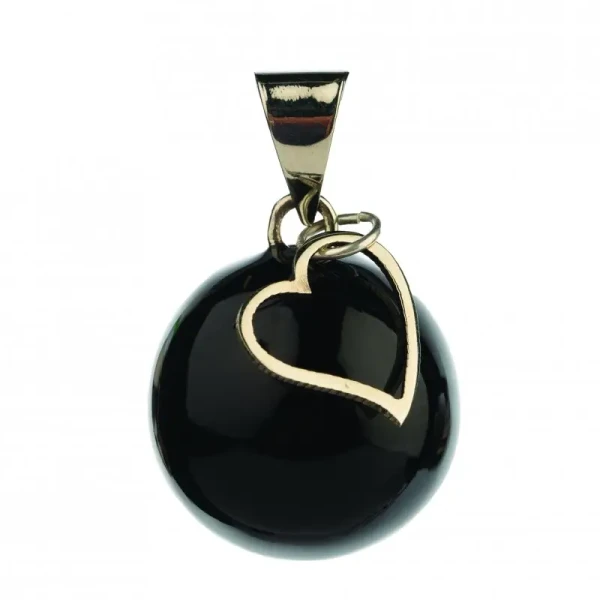 Bola Těhotenská rolnička ESSENTIALS Black with heart charm
