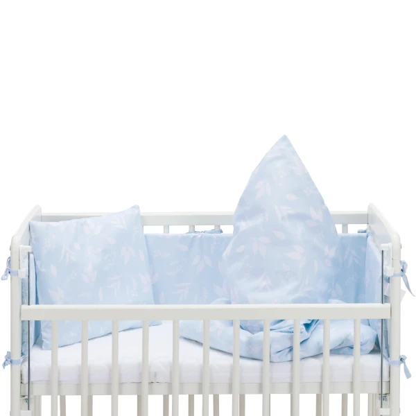 Fillikid Posteľná súprava Luxe leaves light blue + matrac
