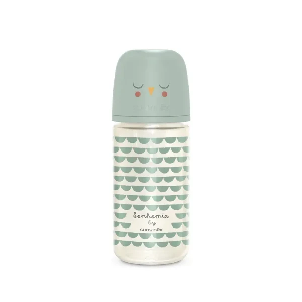 SUAVINEX | Láhev sklo BONHOMIA 240 ml fyziologická SX PRO +3 MF - zelená