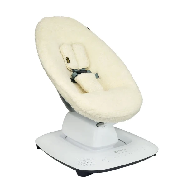 Ochranný luxusní potah na lehátko 4Moms Mamaroo 5 UKJE Teddy Ecru huňatý smetanově bílý