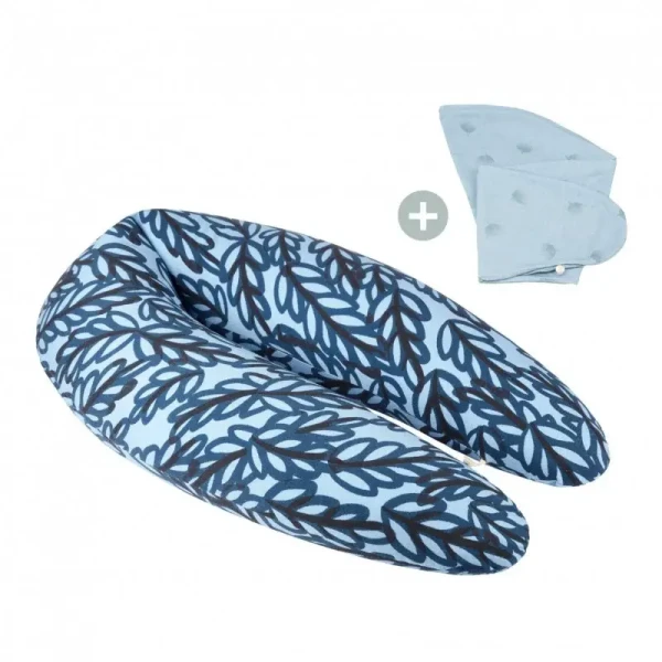 BabyMoov Multifunkční polštář B.LOVE BUNDLE Vegetal + náhradní potah Wind Blue