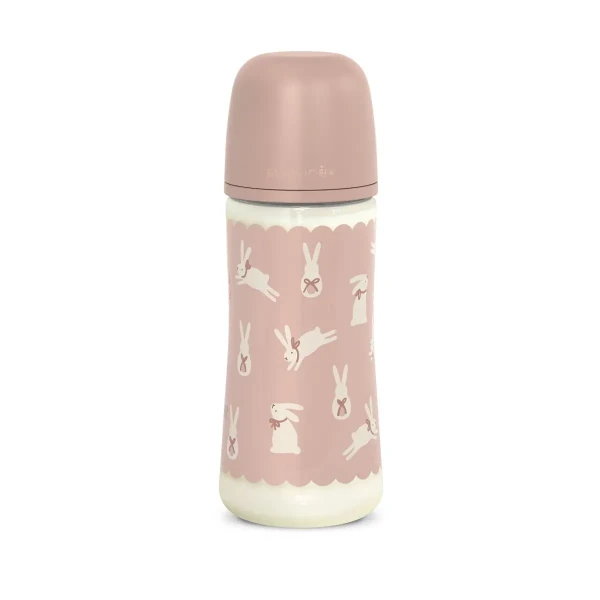 SUAVINEX Dojčenská fľaša WONDERLAND NEW 360ml FYZIOL PRIETOK L - ružový králik