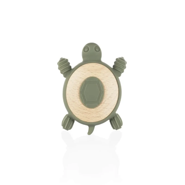 Zopa Silikónové drevené hryzátko Turtle, Forest Green