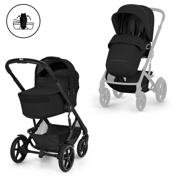 CYBEX TALOS S LUX Kombinovaný kočík so skladacou vaničkou BLACK MOON BLACK 2026