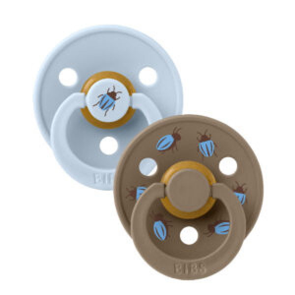 BIBS STUDIO Colour Beetle cumlíky z prírodného kaučuku 2ks - veľkosť 2 baby-blue-dark-oak