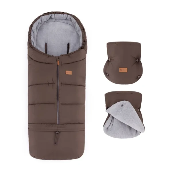 PETITE&MARS Set zimný fusak Jibot 3v1 + rukavice na kočík Jasie Dark Walnut