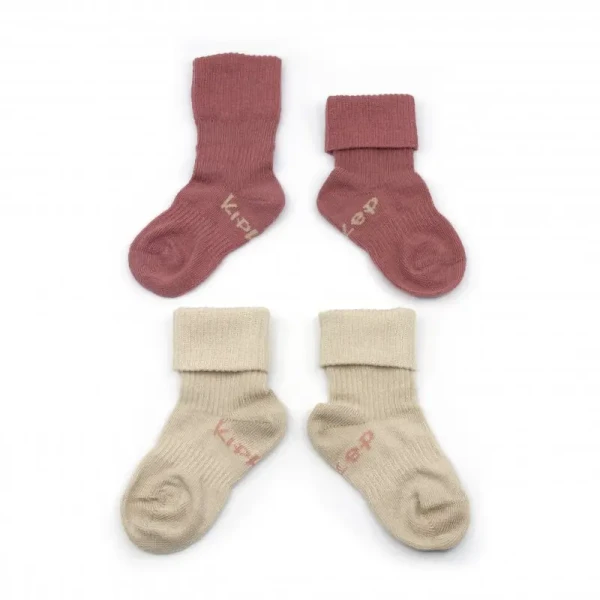 KipKep Dětské ponožky Stay-on-Socks 12-18m 2páry Dusty Clay