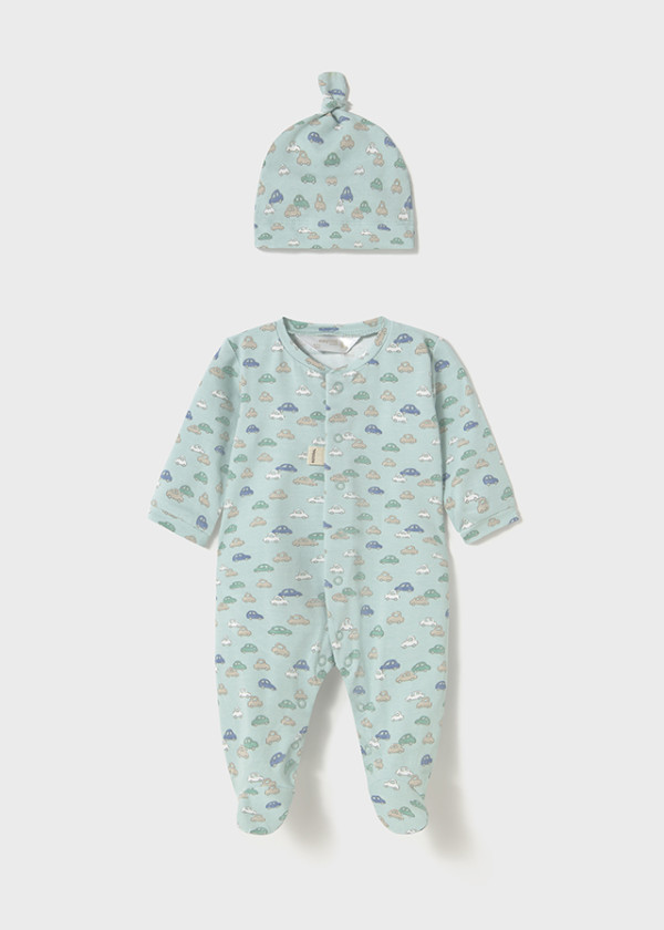 Mayoral Dojčenské pyžamko s čiapkou Layette Boy Jade 1-2M