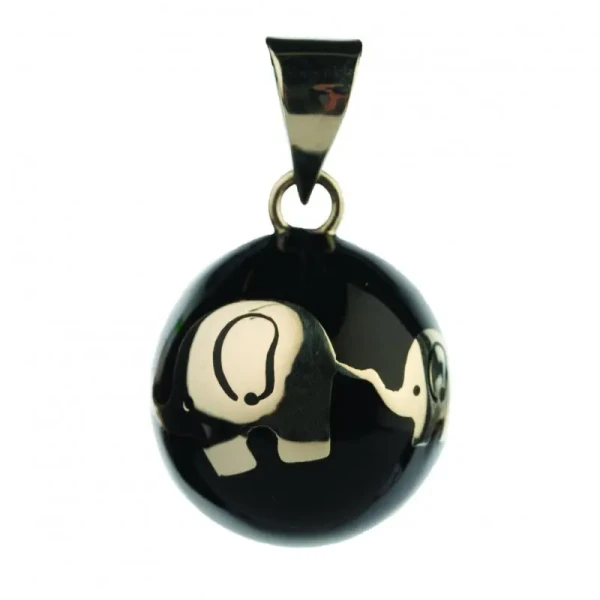 Bola Těhotenská rolnička ESSENTIALS Black with golden elephant