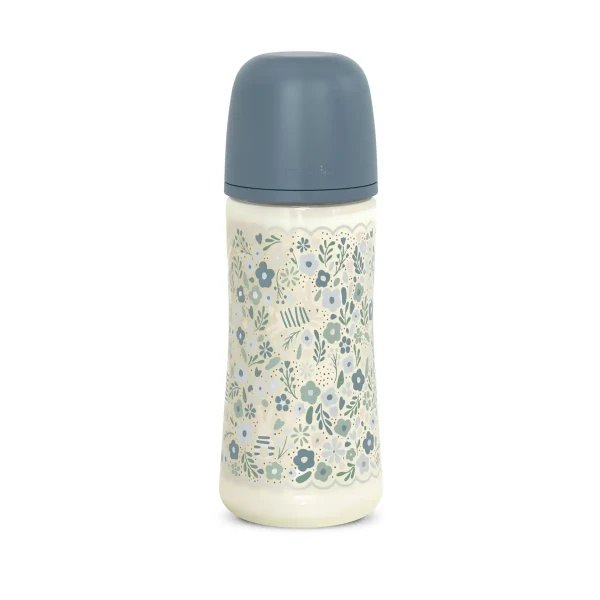 SUAVINEX Dojčenská fľaša WONDERLAND NEW 360ml FYZIOL PRIETOK L - modrý kvet