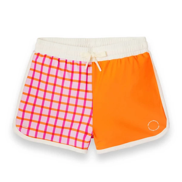 KiETLA ICONIK plavky s UV ochranou - šortky - Tartan Red 2-4 roky
