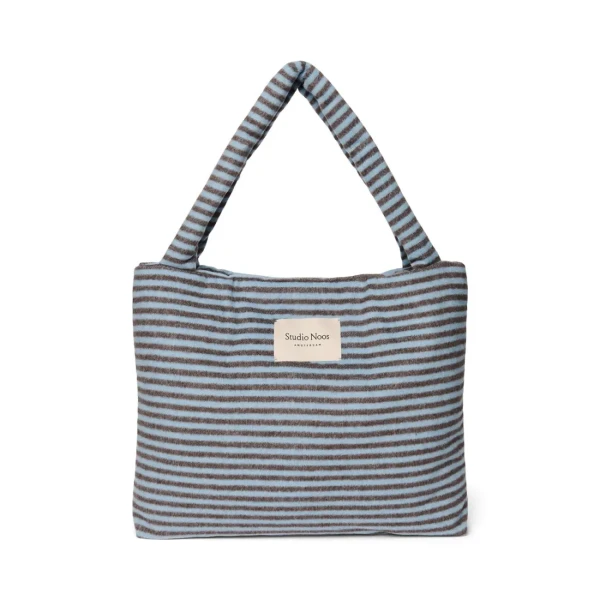STUDIO NOOS - VLNENÁ MOM BAG Stripy Wool Light blue Brown