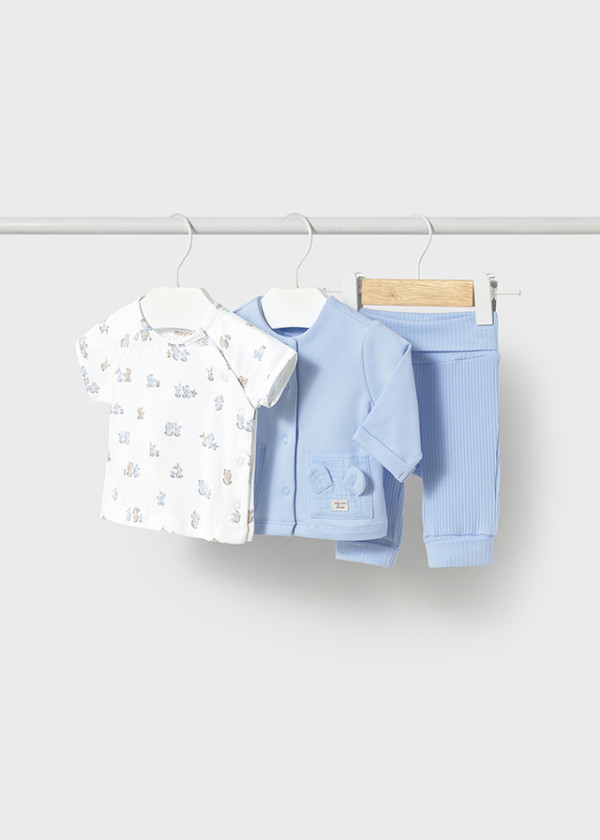 Mayoral Dojčenská tepláková súprava 3-dielna Layette Girl Sky 6-9M