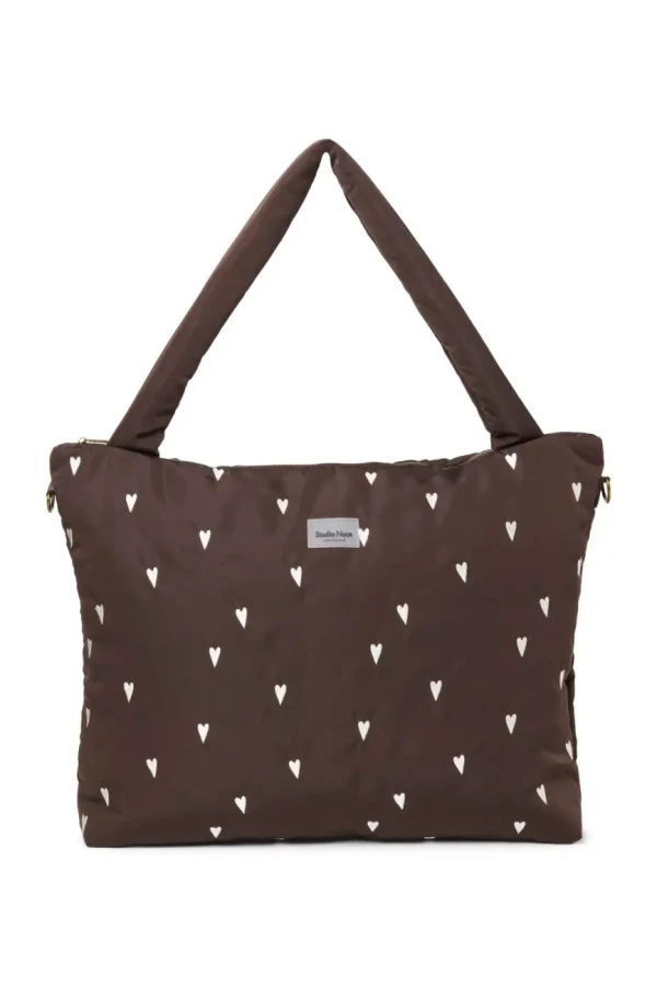 STUDIO NOOS - Puffy DIAPER BAG - prebaľovacia taška Brown Hearts