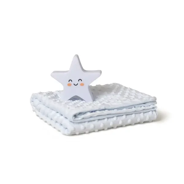INTERBABY | SET Deka měkká  KULIČKY 80x110 + lampička HVĚZDA - modrá