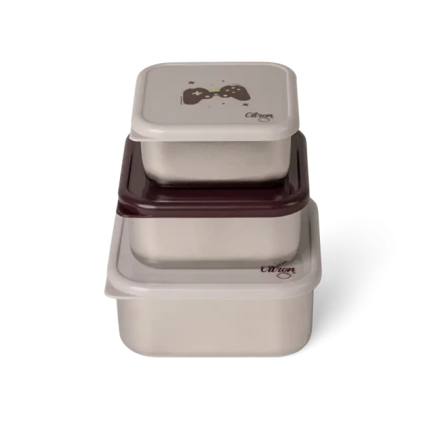 Citron Sada 3 stohovatelných boxů z nerezu - Cool Kid