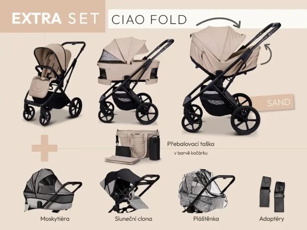 MOON Kombinovaný kočík CIAO FOLD extra set - SAND