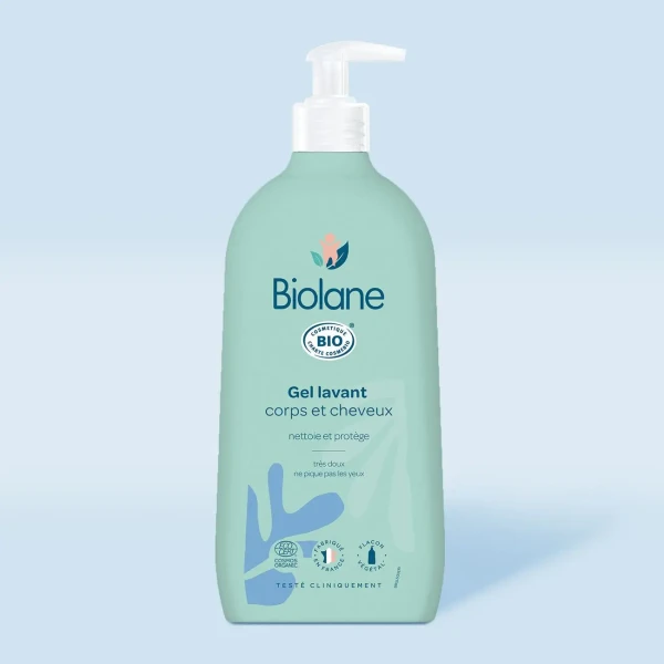 Biolane Certifikovaný organický detský sprchový gél na telo a vlasy 2 v 1-500 ml