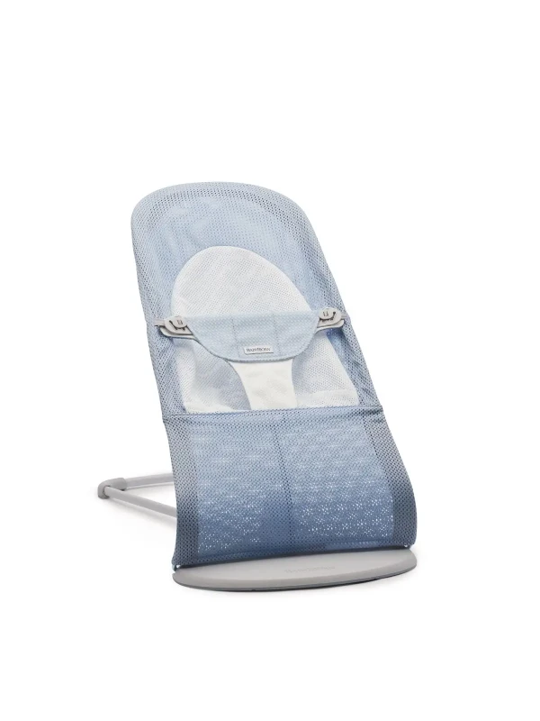 Babybjorn lehátko Soft Sky Blue/White mesh, světle šedá konstrukce