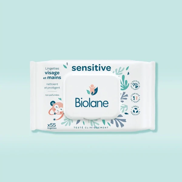 Biolane Utierky na ruky a tvár sensitive-55 obrúskov