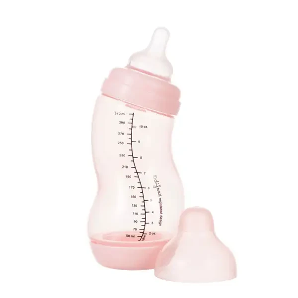 Difrax Kojenecká S-lahvička Difrax, široká, Antikoliková, růžová - 310 ml