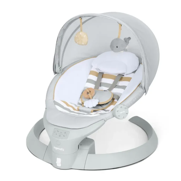 INGENUITY Lehátko s hojdaním a vibráciou Bounce & Sway – Pebble Shore™, 0m+