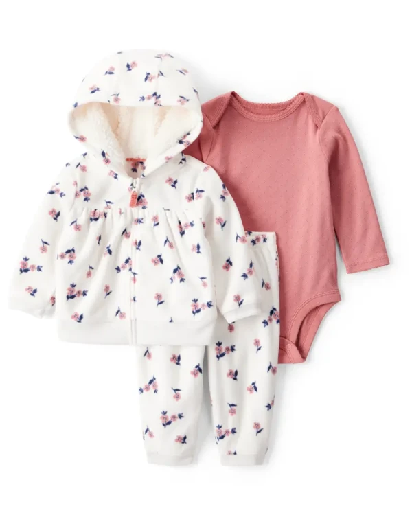 CARTER'S Set 3dielny body dl. rukáv 2, nohavice , mikina ivory Floral dievča 3m/veľ.62