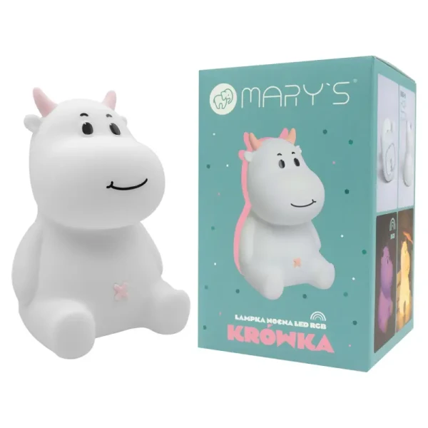 Mary's LED silikónové nočné svetlo RGB - kravička, ružová