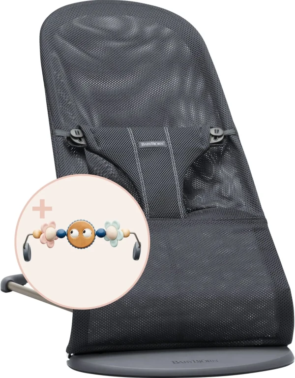 Lehátko BABYBJÖRN Bouncer Bliss Anthracite, Mesh s hračkou Googly Eyes Pastels