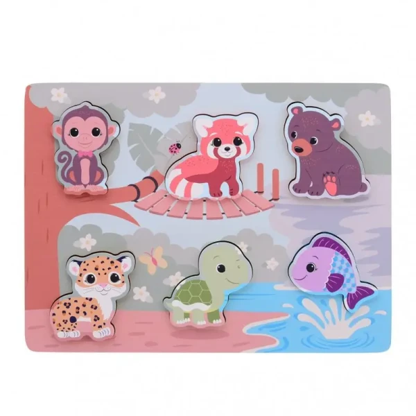 Jouéco The Wildies Family dřevěné puzzle Feel & Touch