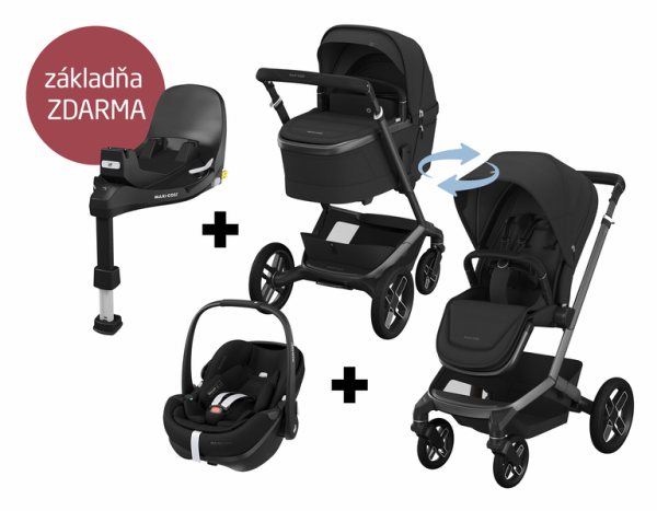Maxi-Cosi Fame Zvýhodnený set Twillic Black + základňa zdarma