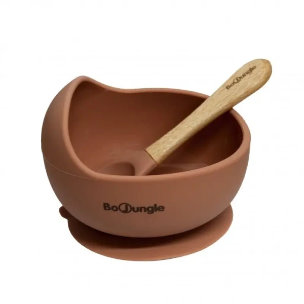 BO Jungle Silikonová miska s přísavkou a lžičkou Terracotta