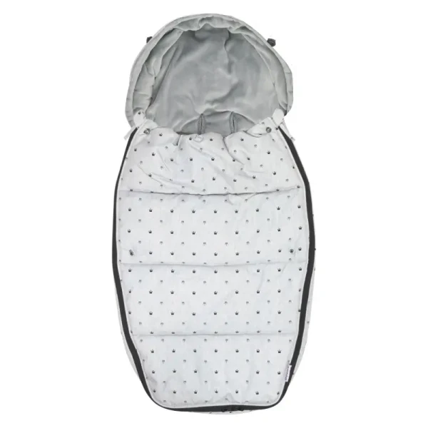 Dooky Footmuff vel. L LIGHT GREY CROWNS DeLuxe