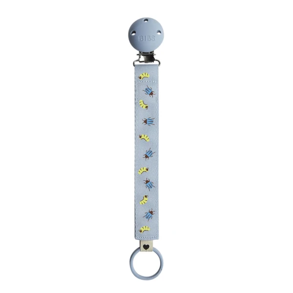 BIBS STUDIO Ribbon klip na cumlík caterpillar-beetle-mix-baby-blue