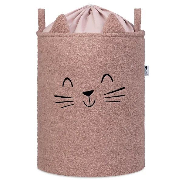 Sipo Kôš na hračky Premium Bouclé so šnúrkou / 43 l, Cat (Pink)