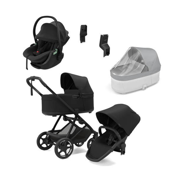 THULE Charm Kombinovaný kočík Black + autosedačka THULE MAPLE