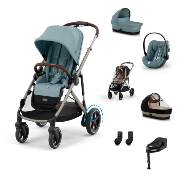 Cybex E-Gazelle S Kombinovaný kočík SET XL -  Stormy Blue - Taupe Rám